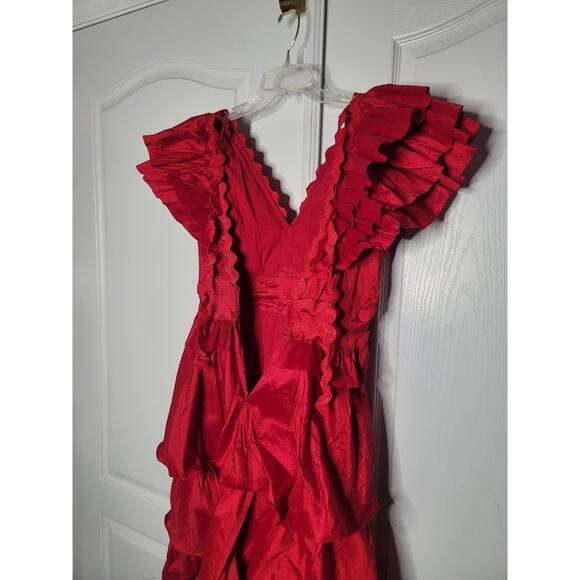 NEW Flamenco Tango Red Multi Tiered Dress SMALL cocktail ayered Fiesta Formal - Picture 7 of 13